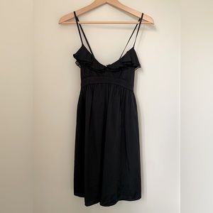 Zara Spaghetti Strap Babydoll Ruffle Lace Black Mini Dress